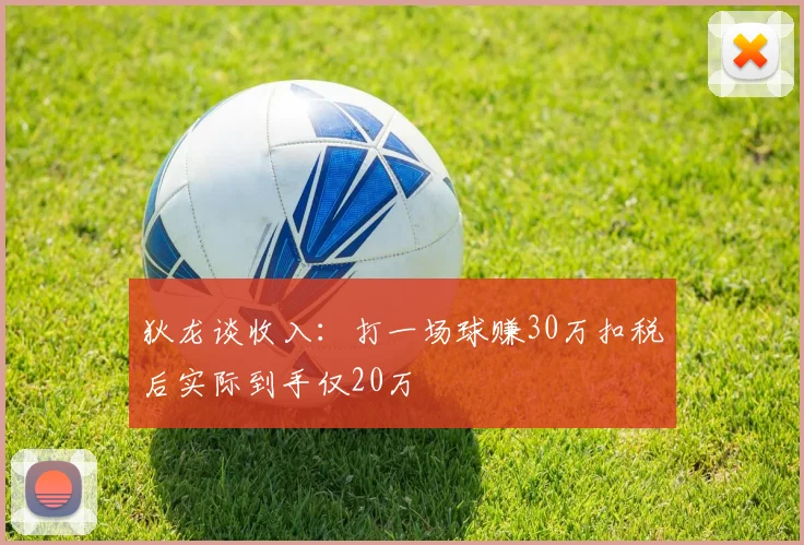 狄龙谈收入：打一场球赚30万扣税后实际到手仅20万